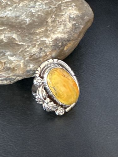 Navajo Yellow Bumble Bee Jasper Ring | Sterling Silver | Sz 9.5 | Authentic Native American Handmade | 14947