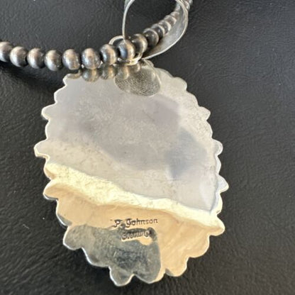 Navajo Pearls Pink Conch Necklace with Multi-Stone Cluster Pendant | Authentic Native American Handmade | 16061