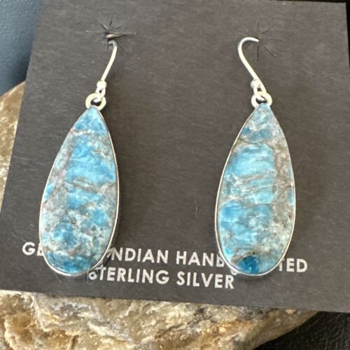 Blue Denim Lapis Dangle Earrings | Sterling Silver | 1" | 15799