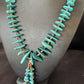 Santo Domingo Spiny Blue Kingman Turquoise Shell Jacla Necklace | 29" | Authentic Native American Handmade | 16000