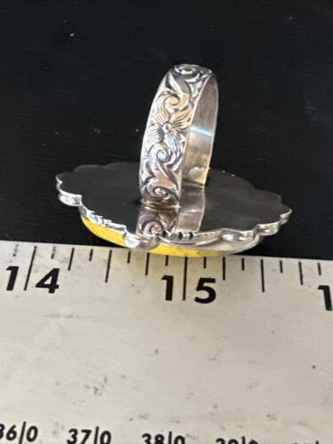Navajo Yellow Bumble Bee Jasper Ring | Sterling Silver | Sz 9 | Authentic Native American Handmade | 14942