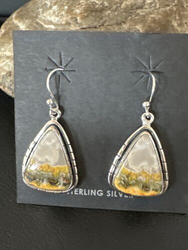 Navajo Bumblebee Jasper Earrings | Sterling Silver | Authentic Native American Handmade | 15838
