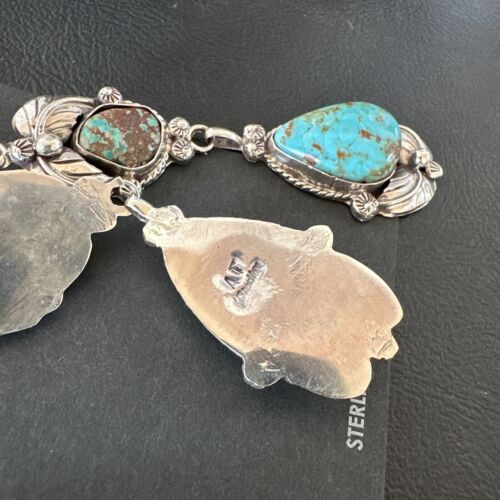 Navajo Blue Turquoise #8 Dangle Earrings | Sterling Silver | Authentic Native American Handmade | 16909