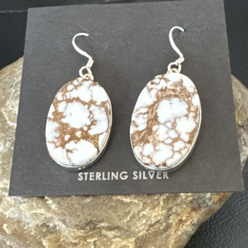 Navajo Wild Horse Turquoise Dangle Earrings | Sterling Silver | Authentic Native American Handmade | 15745