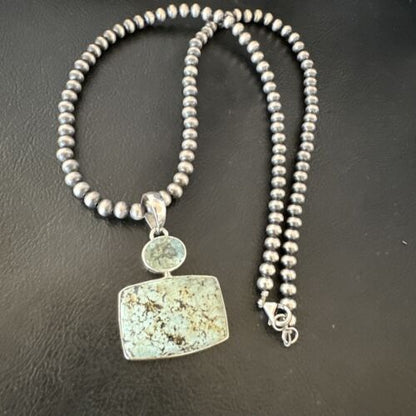 Navajo Women's Dry Creek Turquoise Topaz Pendant Necklace | Sterling Silver | 16312