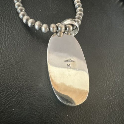 Navajo Blue Kingman Turquoise Pendant Necklace | Sterling Silver | 20" | Authentic Native American Handmade | 16693