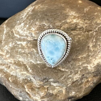 Navajo Blue Larimar Ring | Sterling Silver | Sz 6 | Authentic Native American Handmade | 16605