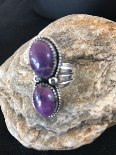 Navajo Purple Charoite Multi-Stone Ring | Authentic Native American Sterling Silver | Multi-Stone | Sz 8.25 | 03518