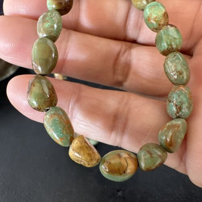 Navajo Green Royston Turquoise Bead Necklace | Sterling Silver Pearls | 18" | Authentic Native American | 15320 - Masha USA