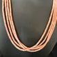 Pink Coral Tube Heishi Bead Necklace | 4 Strand Navajo Sterling Silver | 18" | 15279