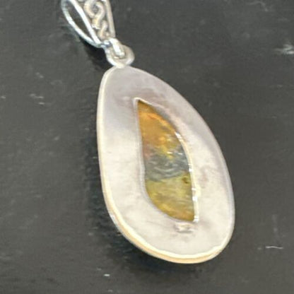 Navajo Bumblebee Jasper Pendant Necklace | Sterling Silver | Authentic Native American Handmade | 15968