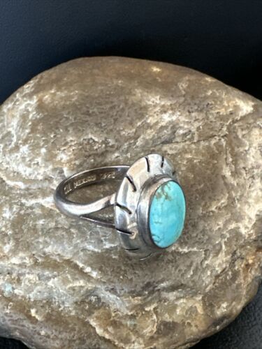 Navajo Blue Kingman Turquoise Ring | Sterling Silver | Sz 8 | Authentic Native American Handmade | 16894