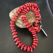 Navajo Pearl Bamboo Coral Necklace | Sterling Silver | 22" | Authentic Native American Handmade | 13915