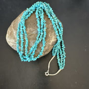 Navajo Blue Kingman Nugget Turquoise Necklace | Sterling Silver | 20" | Authentic Native American Handmade | 17463