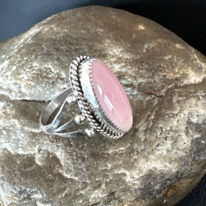 Navajo Oval Pink Conch Ring | Handmade | Sz 8 | Authentic Native American | 16047