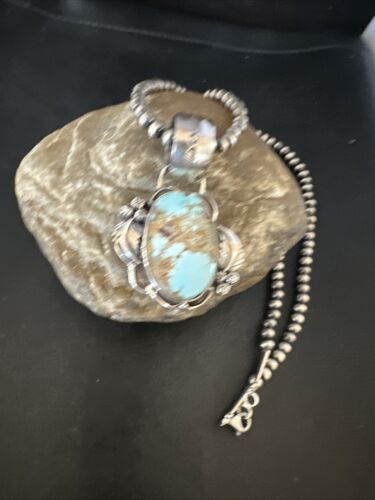 Blue Golden Hills Turquoise Pendant | Navajo Pearls | Sterling Silver Necklace 21" | 14995
