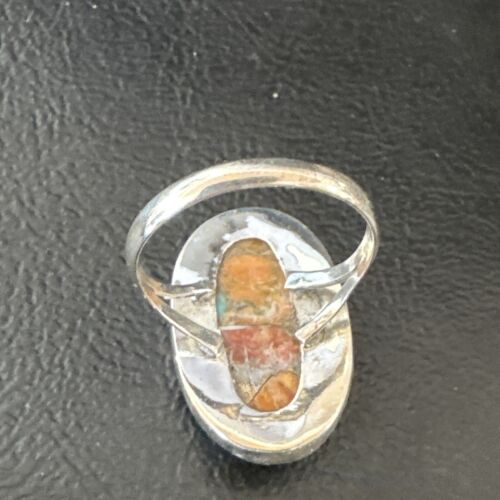 Navajo Turquoise Spiny Oyster Ring | Sterling Silver | Sz 8 | Authentic Native American Handmade | 16613