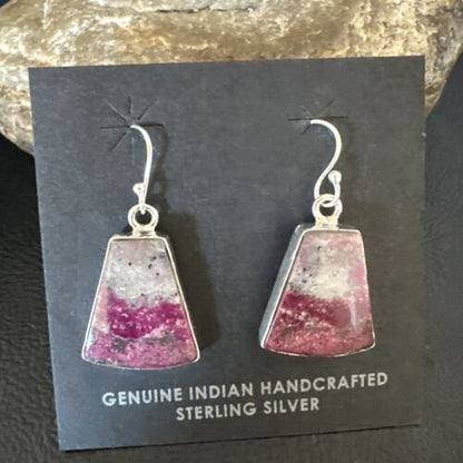 Purple Mojave Turquoise Dangle Earrings | Sterling Silver | Authentic Native American Handmade | 15782