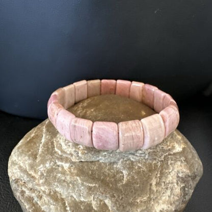Navajo Pink Rhodochrosite Stretch Bracelet | Authentic Native American Handmade | 16977
