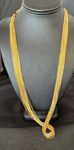 Navajo Gold Filled Heishi Tubes | 30 Strand Liquid Sterling Silver Necklace 29" | 17394