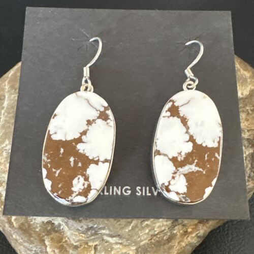 Navajo Wild Horse Turquoise Dangle Earrings | Sterling Silver | Authentic Native American Handmade | 15744