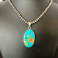 Blue Kingman Turquoise Pendant | Navajo Pearls | Sterling Silver Necklace 20" | 16688
