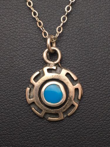 Navajo Blue Turquoise Inlay Pendant | Sterling Silver | Authentic Native American Handmade | 20" | 08969