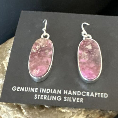 Purple Mojave Turquoise Dangle Earrings | Sterling Silver | Authentic Native American Handmade | 15781