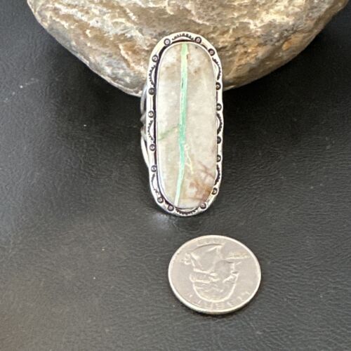 Navajo Ribbon Boulder Green Turquoise Ring | Sterling Silver | Sz 11 | 16475