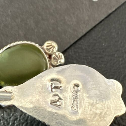 Navajo Green Royston Turquoise Dangle Earrings | Sterling Silver | Authentic Native American Handmade | 17142