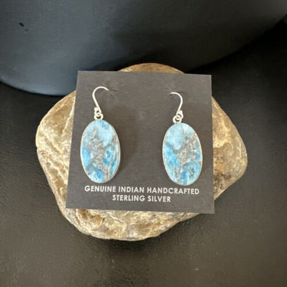 Blue Denim Lapis Dangle Earrings | Sterling Silver | 1" | 15796