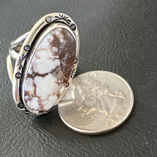 Navajo Wild Horse Turquoise Ring | Sterling Silver | Sz 8.5 | Authentic Native American Handmade | 16470