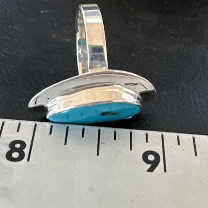 Navajo Blue Kingman Turquoise Ring | Sterling Silver | Sz 8 | Authentic Native American Handmade | 16589