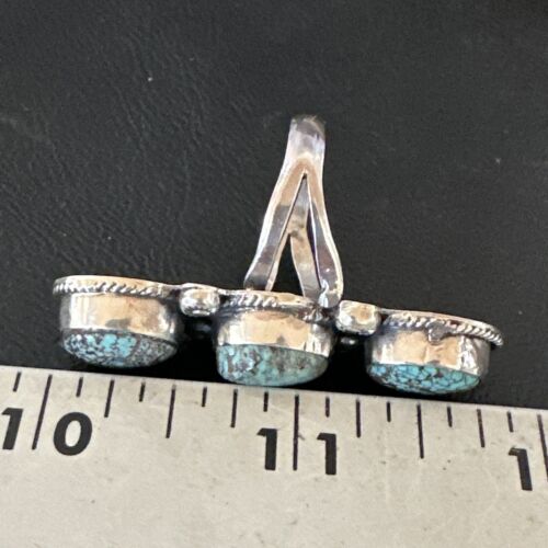 Navajo Blue Spiderweb Turquoise Multi-Stone Ring | Authentic Native American Sterling Silver | Sz 10 | 16710