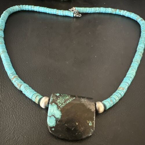 Navajo SpiderWeb Turquoise Heishi Pearls Necklace | Sterling Silver | 20" | 17030