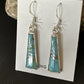 Navajo Blue Turquoise Inlay Earrings | Sterling Silver | 1" | Authentic Native American Handmade | 15699