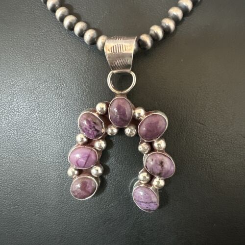 Navajo Horseshoe Naja Purple Sugilite Pendant Necklace | Sterling Silver | 15751