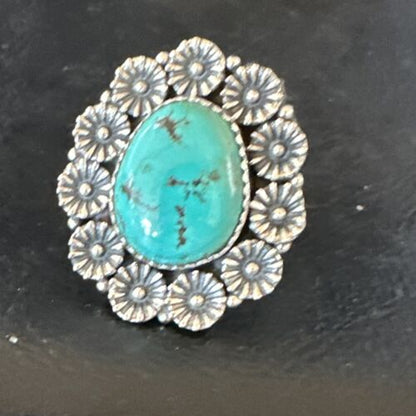 Navajo Blue Turquoise Ring | Sterling Silver | Sz 9.5 | Authentic Native American Handmade | 15505