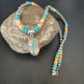 Navajo Spiny Turquoise Pendant Necklace | Sterling Silver | 22" | Authentic Native American Handmade | 17429
