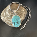 Men's Navajo Blue Spiderweb Turquoise Pendant Necklace | Sterling Silver | Authentic Native American Handmade | 16200