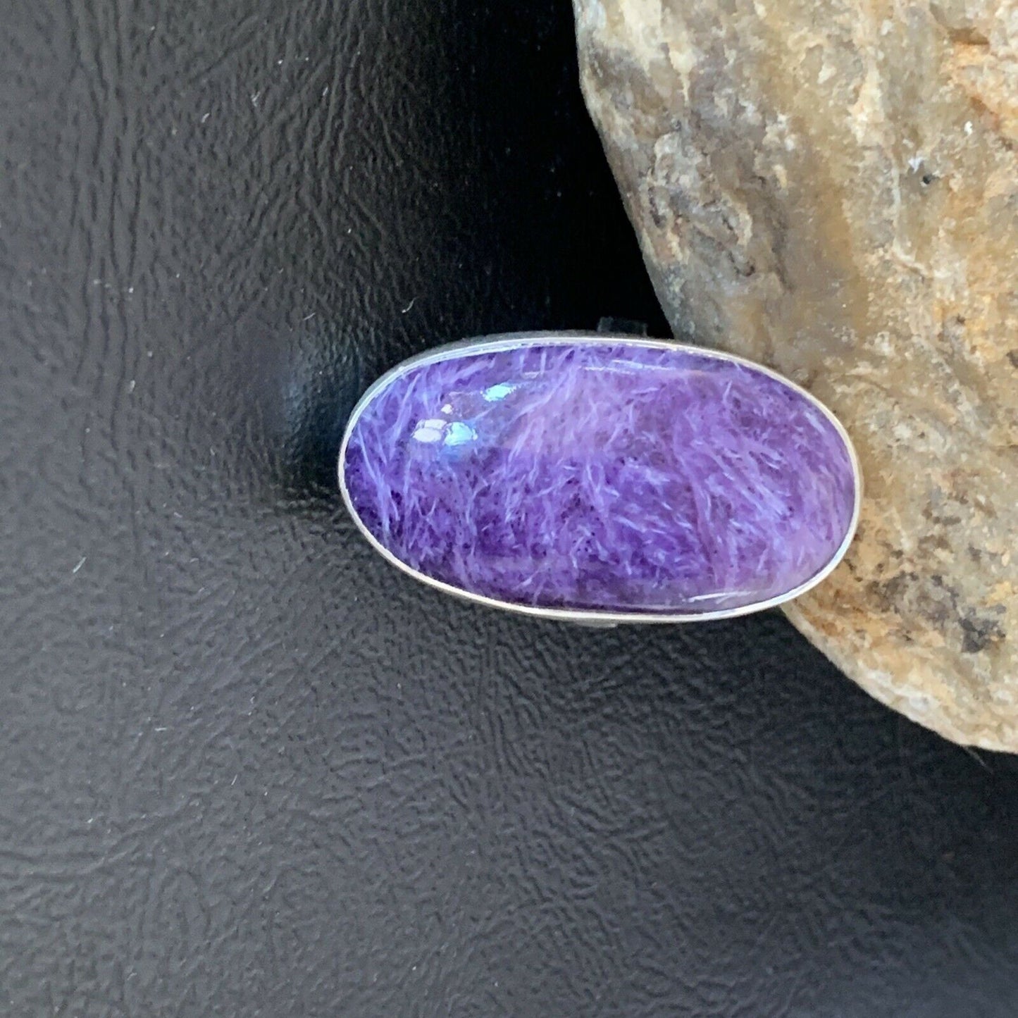 Navajo Purple Charoite Adjustable Ring | Sterling Silver | Sz 8 | Authentic Native American Handmade | 10520