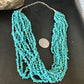 Blue Turquoise Nugget Bead Necklace | 10 Strand | Navajo Sterling Silver | 22" | 15030