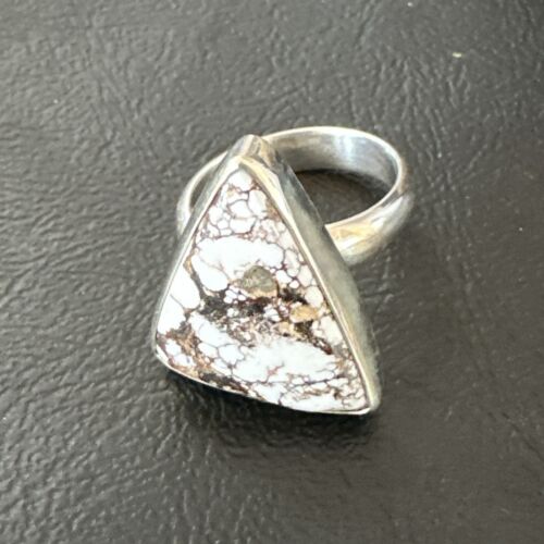 Men's & Women's Wild Horse Turquoise Ring | Navajo Sterling Silver | Sz 8 | 17353