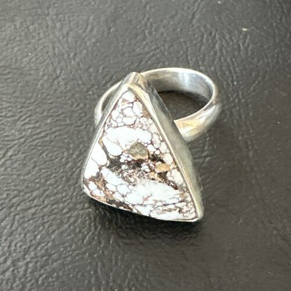 Men's & Women's Wild Horse Turquoise Ring | Navajo Sterling Silver | Sz 8 | 17353