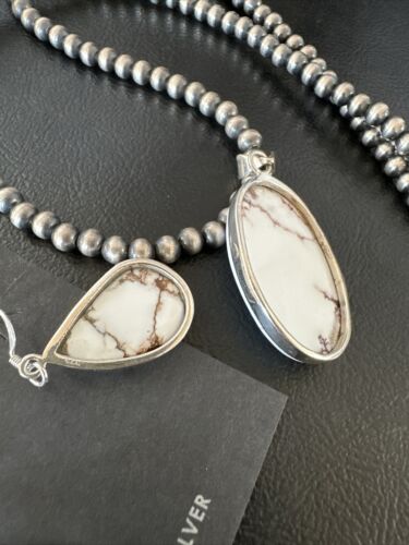Navajo Wild Horse Necklace Pendant and Earrings Set | Sterling Silver | Authentic Native American Handmade | 15739
