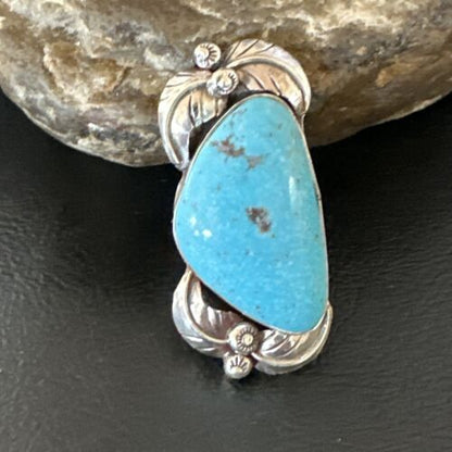Women's Blue Kingman Turquoise Ring | Navajo Sterling Silver | Sz 7 | Authentic Native American Handmade | 15662