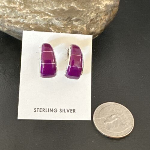 Southwestern Purple Sugilite Inlay Earrings | Sterling Silver | 1" | 16744