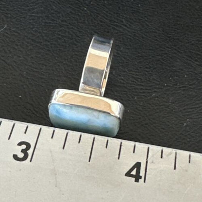 Navajo Blue Larimar Ring | Sterling Silver | Sz 7 | Authentic Native American Handmade | 17655
