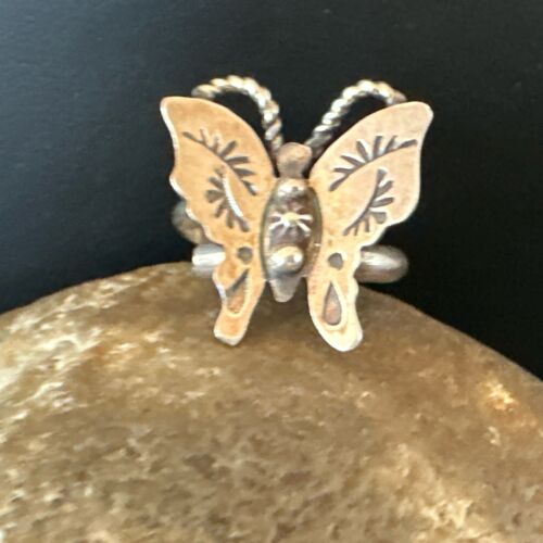 Navajo Sterling Silver Butterfly Ring | Sz 8.5 | Authentic Native American Handmade | 16973