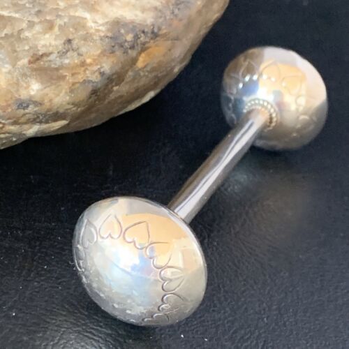 Navajo Baby Rattle | Handmade Sterling Silver Stamped | Native American | 3" | 16961